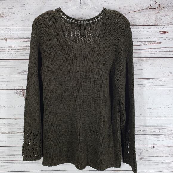 Chico's Women's Brown Knit V-Neck Pullover Long Sleeve Top Size 2 - Picture 11 of 15